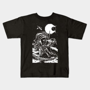 astronaut dinosaur t rex skeleton swords tattoo 70s metal amp amplifier stack tube guitar heavy stoner rock Kids T-Shirt